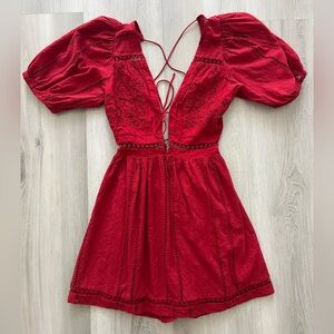 Urban Outfitters Red Lacy Tie-Back Mini Dress